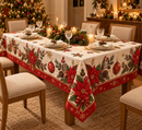 Toalha de Mesa Natalina Bordada em Algodão | 3 Estampas  2.20x1.50 metros